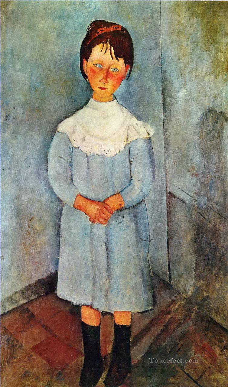 little girl in blue 1918 Amedeo Modigliani Oil Paintings